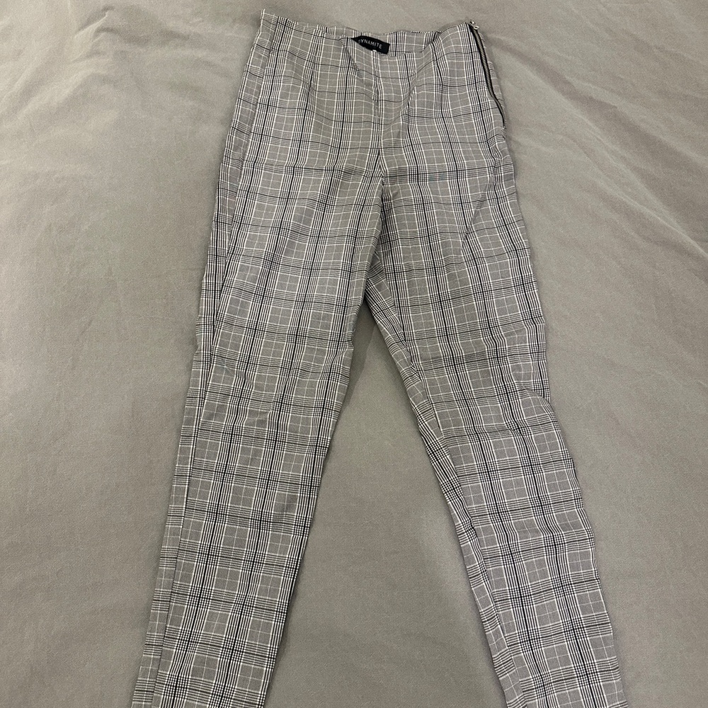 Dynamite Gray Dress Pants with Plaid Pattern